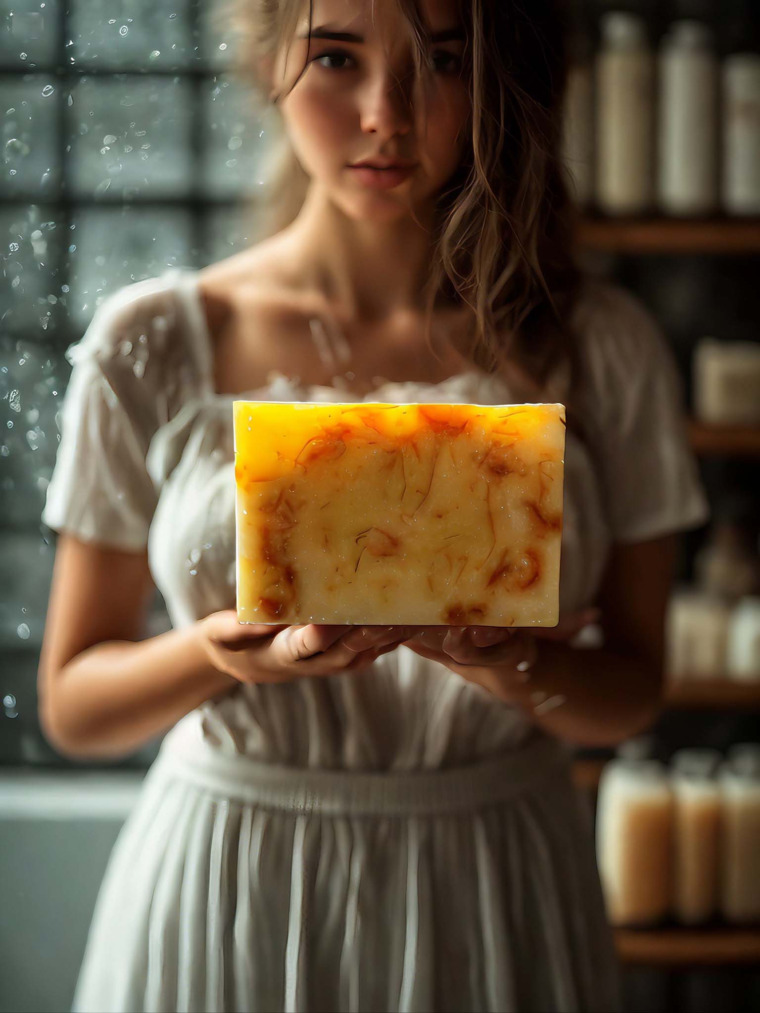 A-woman-is-standing-with-fayza-natural-glow-soap. {{brizy_dc_image_alt imageSrc=